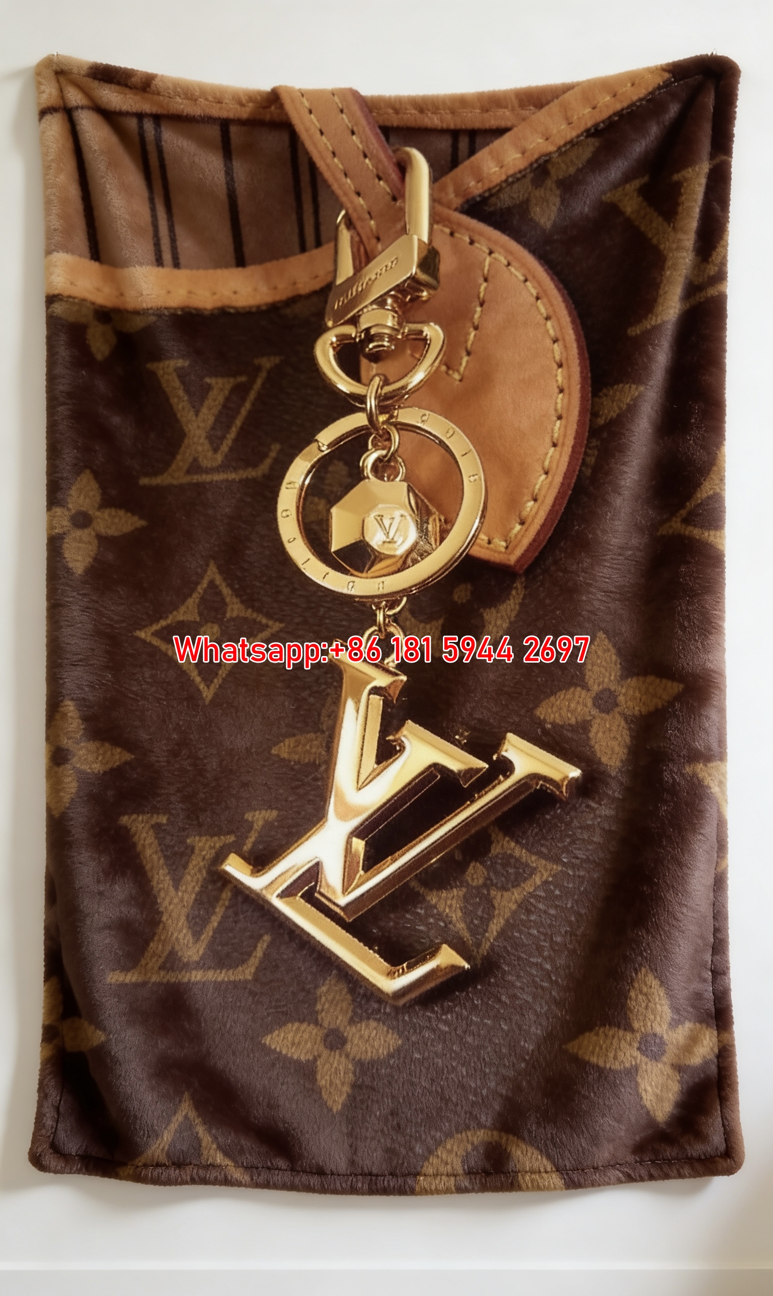 Gold LV Logo Keychain Flannel Blanket 433